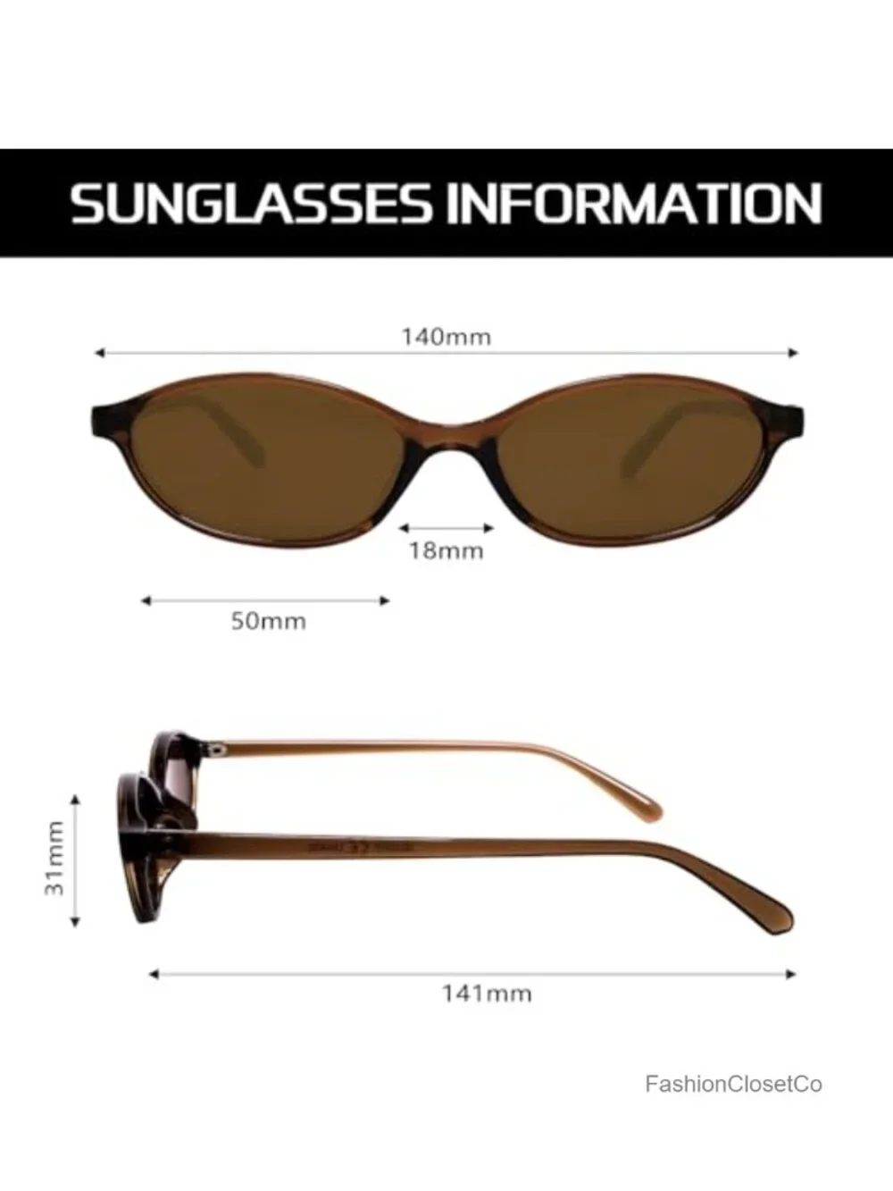 Retro Oval Cat Eye Sunglasses Lightweight UV Protection Narrow Shades Trendy 90s
